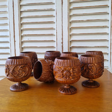 Load image into Gallery viewer, SET OF 8 VINTAGE TEAK STACKING GOBLETS