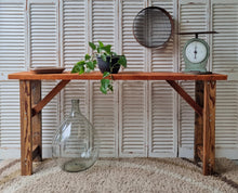 Load image into Gallery viewer, RUSTIC HALL/CONSOLE TABLE OR BAR TABLE. RECYCLED OREGON.