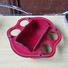 Load image into Gallery viewer, 5 PIECE VERMONT CUT GLASS DECANTER SHERRY SET WITH LEATHER HOLDER