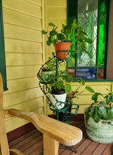 Load image into Gallery viewer, VINTAGE WROUGHT IRON TWISTED SPIRAL TIERED PLANT STAND