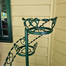 Load image into Gallery viewer, VINTAGE WROUGHT IRON TWISTED SPIRAL TIERED PLANT STAND