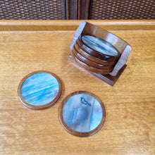 Load image into Gallery viewer, SET OF 6 AGATE COASTERS WITH ROSEWOOD STAND