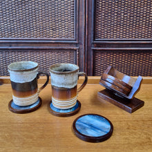 Load image into Gallery viewer, SET OF 6 AGATE COASTERS WITH ROSEWOOD STAND