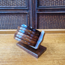Load image into Gallery viewer, SET OF 6 AGATE COASTERS WITH ROSEWOOD STAND