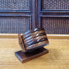 Load image into Gallery viewer, SET OF 6 AGATE COASTERS WITH ROSEWOOD STAND