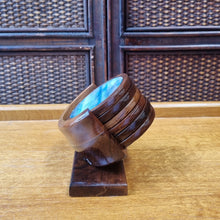 Load image into Gallery viewer, SET OF 6 AGATE COASTERS WITH ROSEWOOD STAND