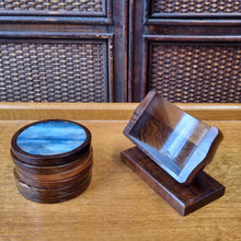 Load image into Gallery viewer, SET OF 6 AGATE COASTERS WITH ROSEWOOD STAND