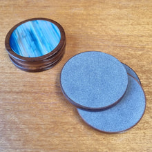 Load image into Gallery viewer, SET OF 6 AGATE COASTERS WITH ROSEWOOD STAND
