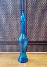 Load image into Gallery viewer, VINTAGE BLUE EMPOLI GLASS DECANTER BOTTLE WITH STOPPER