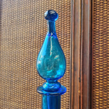Load image into Gallery viewer, VINTAGE BLUE EMPOLI GLASS DECANTER BOTTLE WITH STOPPER
