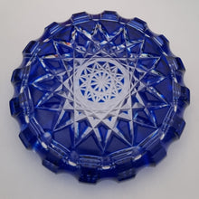 Load image into Gallery viewer, VINTAGE COBALT BLUE & CLEAR CUT GLASS CRYSTAL ASHTRAY