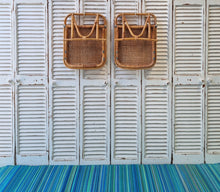 Load image into Gallery viewer, PAIR OF VINTAGE FOLDING CANE & RATTAN BEACH CHAIRS