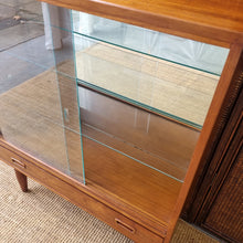 Load image into Gallery viewer, MID CENTURY TEAK AND GLASS DISPLAY CABINET