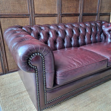 Load image into Gallery viewer, MORAN FURNITURE 'MERRY WIDOW' 3 SEATER LEATHER CHESTERFIELD SOFA