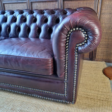 Load image into Gallery viewer, MORAN FURNITURE 'MERRY WIDOW' 3 SEATER LEATHER CHESTERFIELD SOFA