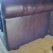 Load image into Gallery viewer, MORAN FURNITURE 'MERRY WIDOW' 3 SEATER LEATHER CHESTERFIELD SOFA