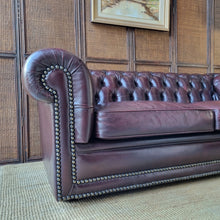 Load image into Gallery viewer, MORAN FURNITURE 'MERRY WIDOW' 3 SEATER LEATHER CHESTERFIELD SOFA