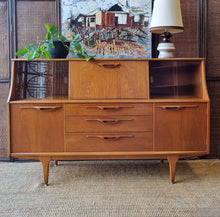 Load image into Gallery viewer, MID CENTURY HIGH SIDEBOARD/BUFFET/CABINET BY JENTIQUE (MADE IN ENGLAND)
