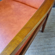 Load image into Gallery viewer, 2 VINTAGE BLACKWOOD AND AMBER VINYL ARMCHAIRS BY BENDIX. PRICE IS EACH.