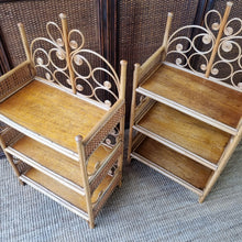 Load image into Gallery viewer, SMALL VINTAGE CANE & RATTAN SHELVES. PRICE IS EACH.