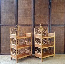 Load image into Gallery viewer, SMALL VINTAGE CANE & RATTAN SHELVES. PRICE IS EACH.