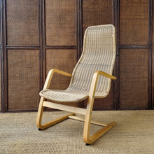 Load image into Gallery viewer, VINTAGE IKEA ÖLAND WICKER CANTILEVER BENTWOOD ARMCHAIR