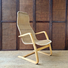 Load image into Gallery viewer, VINTAGE IKEA ÖLAND WICKER CANTILEVER BENTWOOD ARMCHAIR