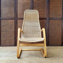 Load image into Gallery viewer, VINTAGE IKEA ÖLAND WICKER CANTILEVER BENTWOOD ARMCHAIR