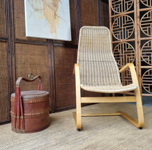 Load image into Gallery viewer, VINTAGE IKEA ÖLAND WICKER CANTILEVER BENTWOOD ARMCHAIR