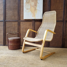 Load image into Gallery viewer, VINTAGE IKEA ÖLAND WICKER CANTILEVER BENTWOOD ARMCHAIR