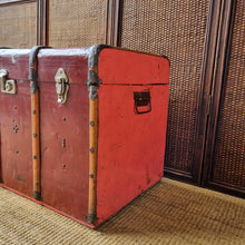 Load image into Gallery viewer, VINTAGE METAL & BENTWOOD STEAMER TRUNK BLANKET BOX CHEST