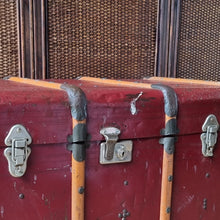 Load image into Gallery viewer, VINTAGE METAL & BENTWOOD STEAMER TRUNK BLANKET BOX CHEST
