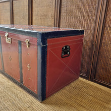 Load image into Gallery viewer, VINTAGE METAL STEAMER TRUNK BLANKET GLORY BOX CHEST