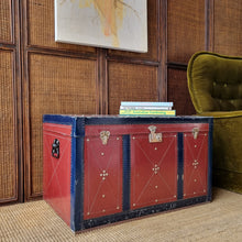 Load image into Gallery viewer, VINTAGE METAL STEAMER TRUNK BLANKET GLORY BOX CHEST