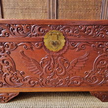Load image into Gallery viewer, VINTAGE CARVED TEAK TRUNK BLANKET BOX CHEST