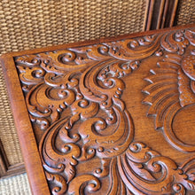 Load image into Gallery viewer, VINTAGE CARVED TEAK TRUNK BLANKET BOX CHEST