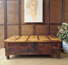 Load image into Gallery viewer, LARGE TEAK COFFEE TABLE TEA TRUNK
