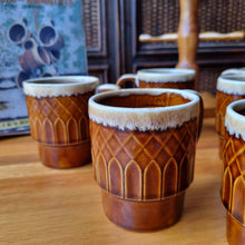 Load image into Gallery viewer, VINTAGE SET OF 6 MADE IN JAPAN STACKING MUGS & MUG STAND.