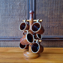 Load image into Gallery viewer, VINTAGE SET OF 6 MADE IN JAPAN STACKING MUGS & MUG STAND.