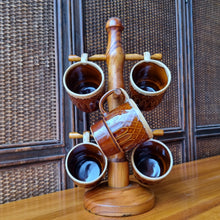 Load image into Gallery viewer, VINTAGE SET OF 6 MADE IN JAPAN STACKING MUGS & MUG STAND.