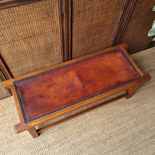 Load image into Gallery viewer, VINTAGE LEATHER & TIMBER STOOL OR LOW TABLE
