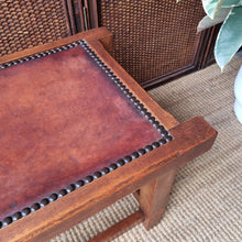 Load image into Gallery viewer, VINTAGE LEATHER & TIMBER STOOL OR LOW TABLE