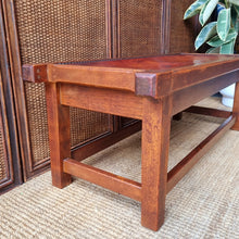 Load image into Gallery viewer, VINTAGE LEATHER & TIMBER STOOL OR LOW TABLE