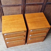 Load image into Gallery viewer, VINTAGE PAIR OF TEAK BEDSIDE DRAWERS BY RELIANCE FURNITURE
