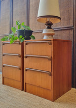 Load image into Gallery viewer, VINTAGE PAIR OF TEAK BEDSIDE DRAWERS BY RELIANCE FURNITURE