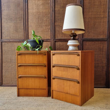Load image into Gallery viewer, VINTAGE PAIR OF TEAK BEDSIDE DRAWERS BY RELIANCE FURNITURE