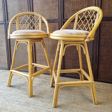 Load image into Gallery viewer, PAIR OF VINTAGE CANE SWIVEL KITCHEN STOOLS