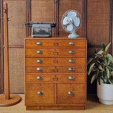 Load image into Gallery viewer, VINTAGE SOLID WOOD PLAN DRAWERS & FILE CABINET