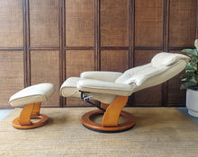 Load image into Gallery viewer, LEATHER RECLINER CHAIR & FOOTSTOOL