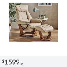 Load image into Gallery viewer, LEATHER RECLINER CHAIR & FOOTSTOOL